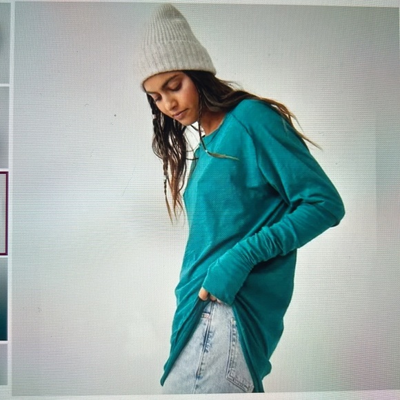 Free People Arden Tee Color Deep Teal Size Large - Picture 3 of 5